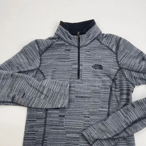The North Face Women's Size S/P Black Gray Long Sleeve 1/4 zip Pullover Sweater - Picture 1 of 12